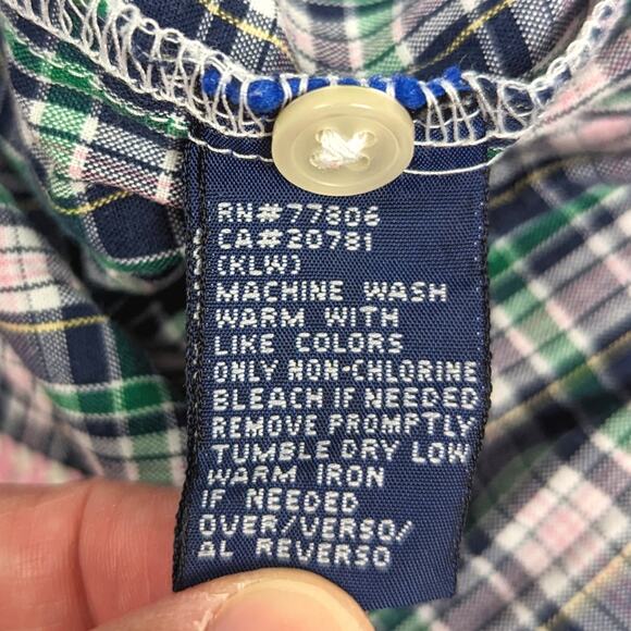 Vtg Tommy Hilfiger Dress Baby Girls Sz 6-9m Colorblock Plaid Pinafore Preppy - Picture 7 of 7